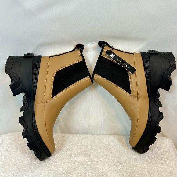 NEW SOREL Woman's Brex Waterproof Chelsea Boot TAN / BLACK Size 6 - Picture 9 of 14